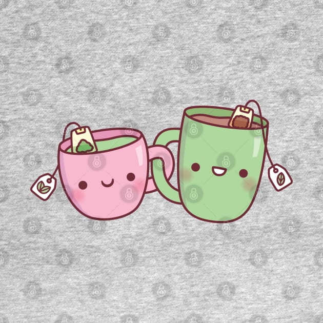 Cute Pink and Green Teacup Funny Best Friends by rustydoodle